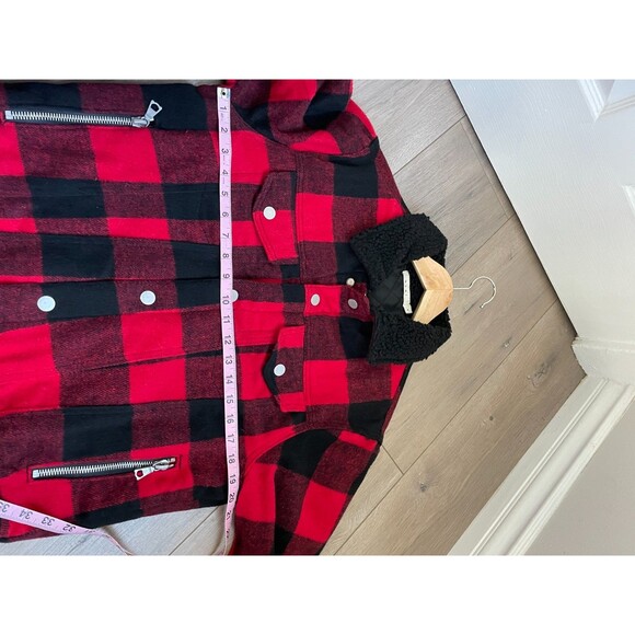 MNML Men’s Flannel Sherpa Jacket Check Boa Outerwear, Size M buffalo check - Picture 3 of 6